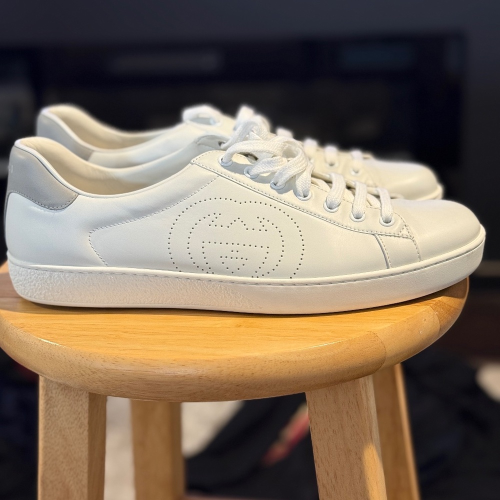 GUCCI Ace 'Interlocking G Hibiscus White Tennis Shoes US Size 11 Gucci 10